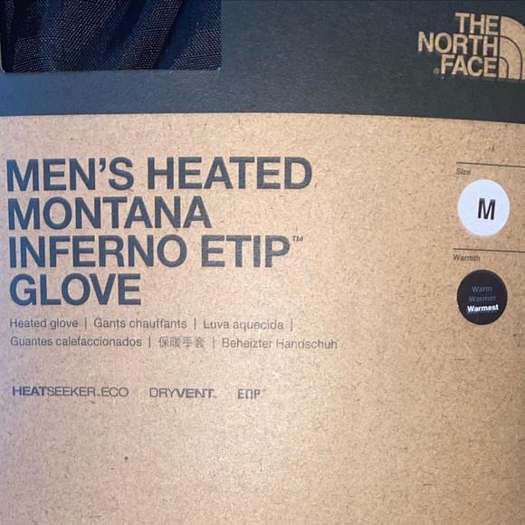 The North FaceHeated Montana Inferno Etip Glove Men's MED or LARGE BLACK NIB NWT - Picture 3 of 4